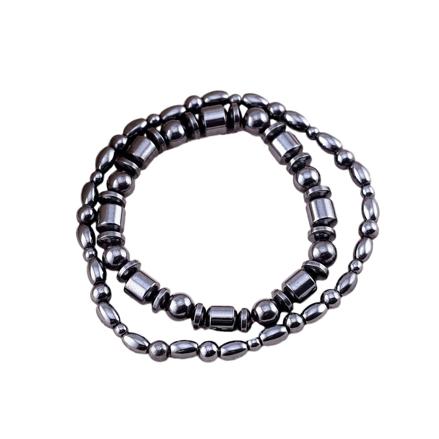 VIKI LYNN 2 Sets of Hematite Magnetic Bracelets and Anklets for Women and Men Hematite Magnetic Stone Beads Adjustable Magnetic Wristband Dainty Jewelry Gift for Mom, Dad, Wife, Friend, Couple