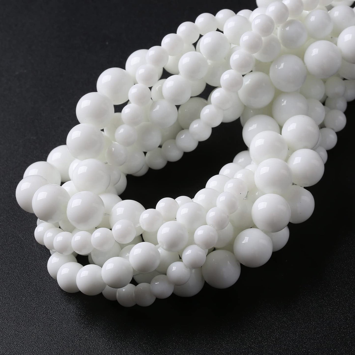 60PCS 6MM Natural White Agate Stone Beads Round Shape Suitable for Jewelry DIY Bracelet 15 Inches