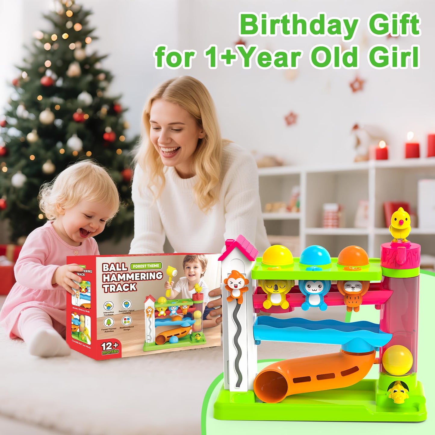 VOILBTOY Musical Toy for 0-1-2 Year Old Girls and Boys - Ball Drop Toy & Butterfly Toy