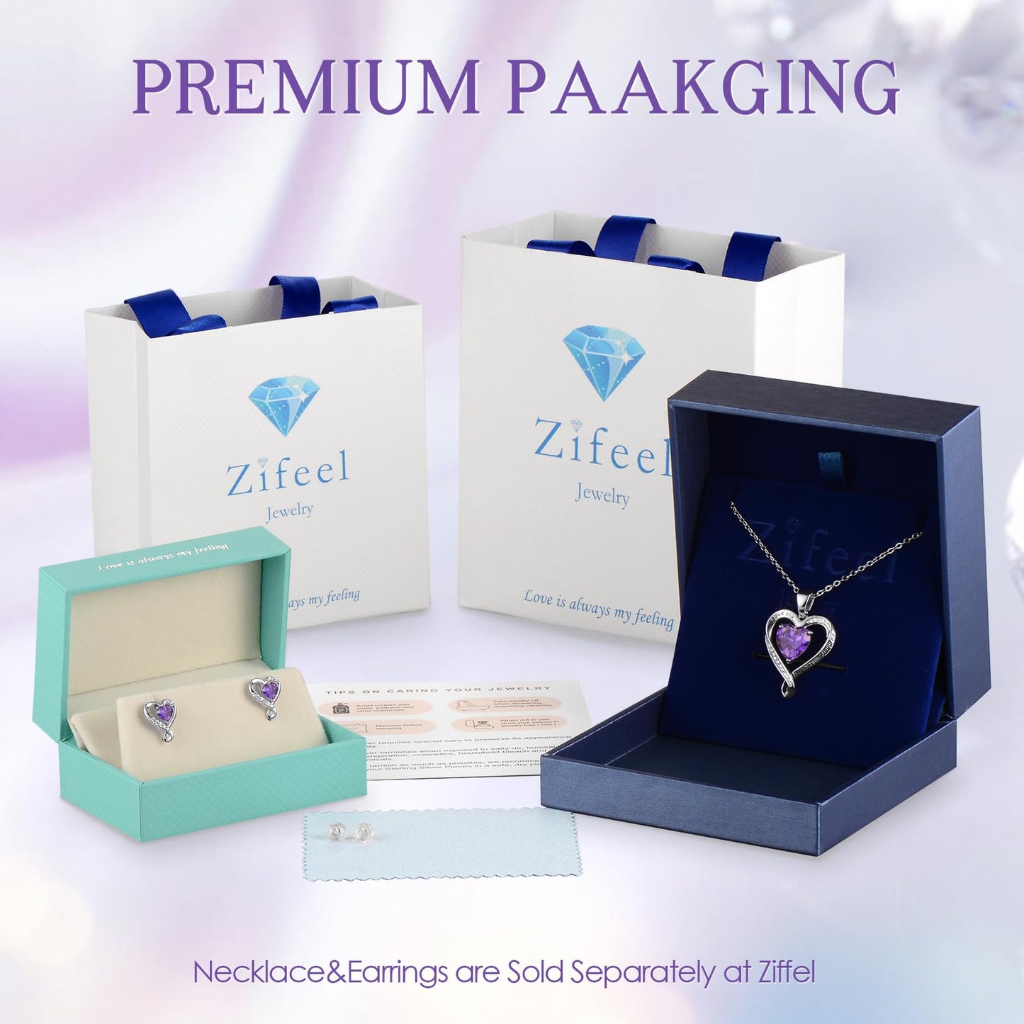 Zifeel Earrings for Women, 925 Sterling Silver Birthstone Heart Studs Earring for Girlfriend Wife, Anniversary Birthday Christmas Valentines Mother’s Day Gifts Jewelry for Women Wife Her Mom