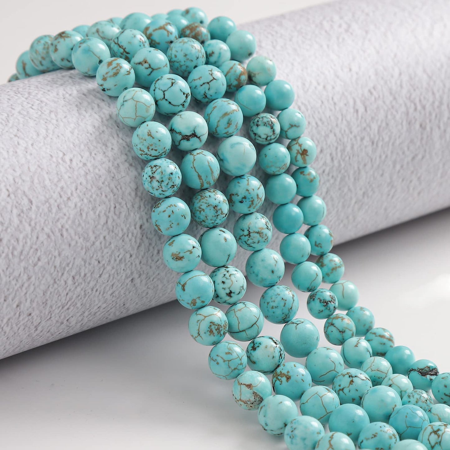 35pcs 10mm Natural Turquoise Gemstone Beads Energy Healing Crystal Round Loose Stone Beads for Jewelry Making, DIY Bracelets Necklaces