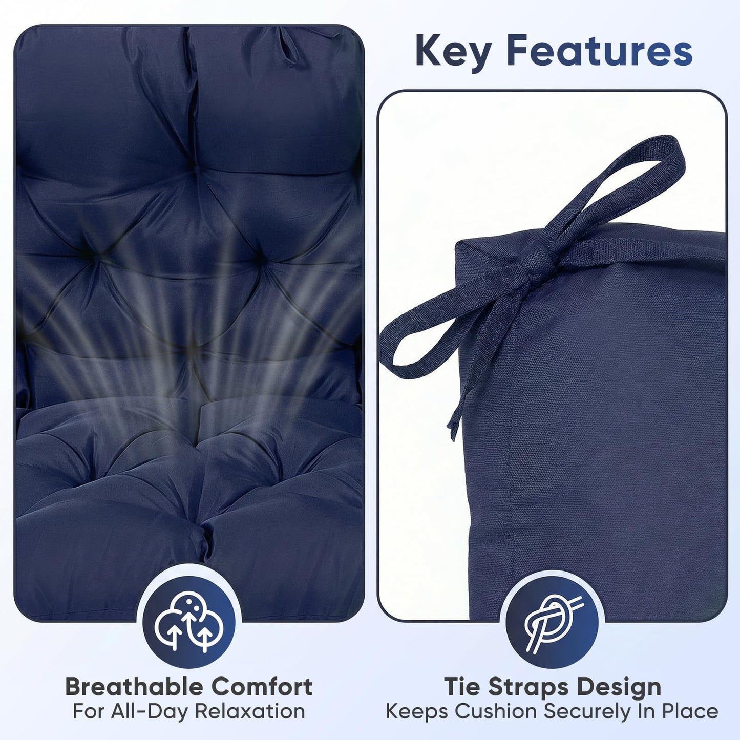 SLIMSTY Porch Swing Cushions,Waterproof 2-3 Seater Replacement for Outdoor Furniture,Thickened 4.7 Inches Patio Cushion with Ties& Backrest,Outdoor Bench Cushion for Backyard,Garden,60 x 40 inches