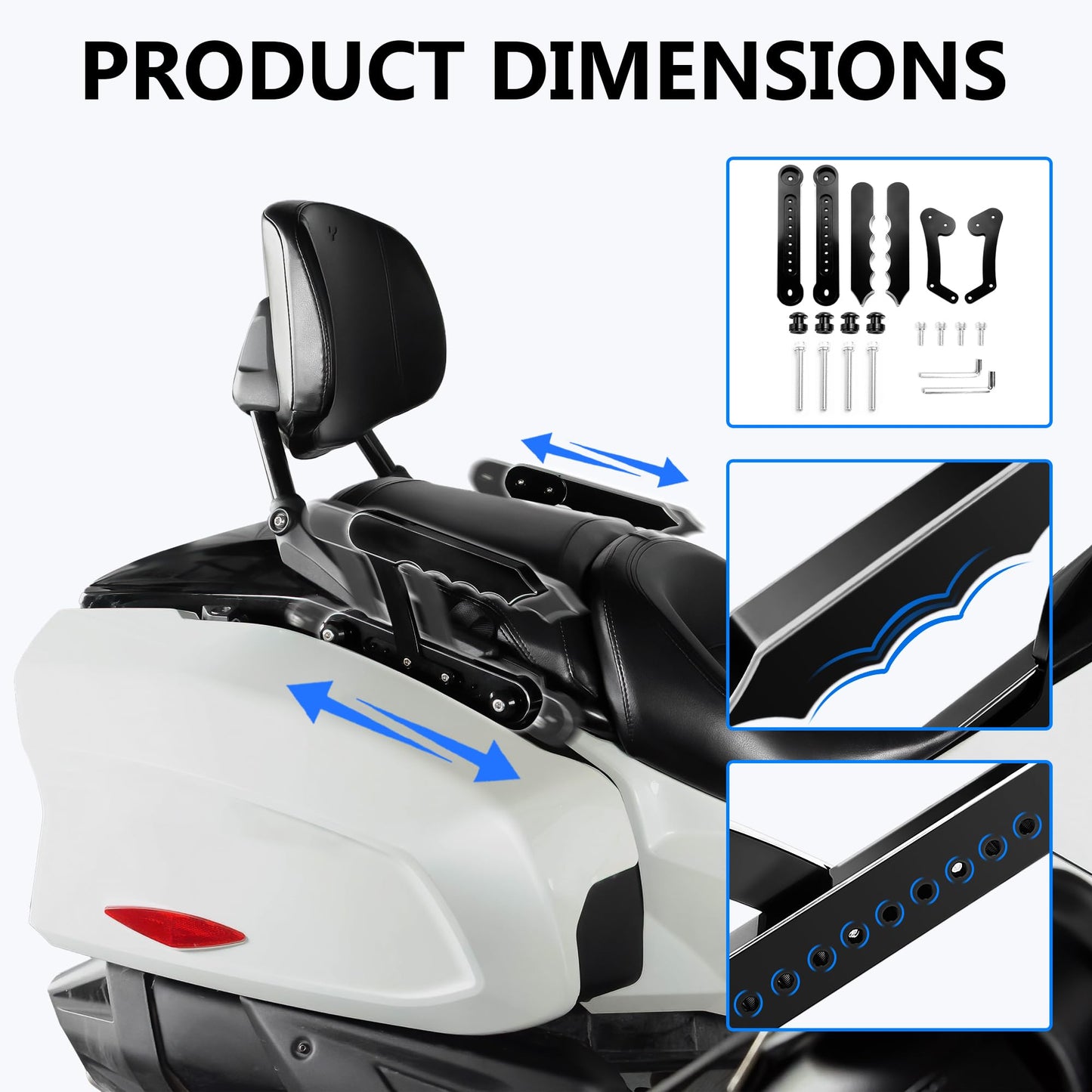 BAKAFOH Adjustable Aluminum Passenger Grab Handles Set Rear Armrests Grabrails Grip Bars for Can Am Spyder F3 F3-L F3-S F3-T 2016-2024 Accessories(Black Style)