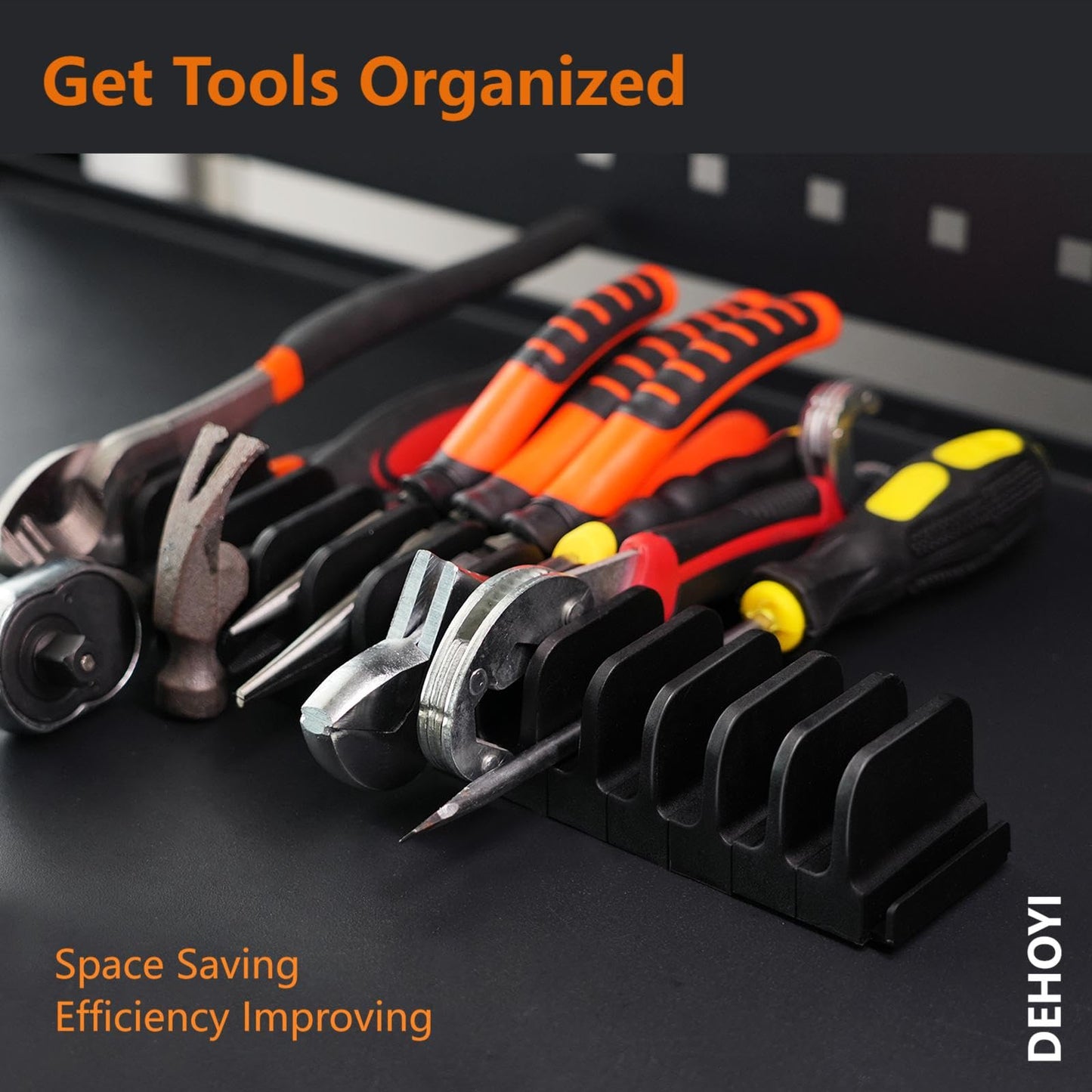 DEHOYI 24 pcs Magnetic Plier Organizer Set for Toolbox & drawer Storage|Modular Plier holders for Mechanics, Technicians, Space-Saving & Quick-Access, Gift for father and boyfriend(Yellow)