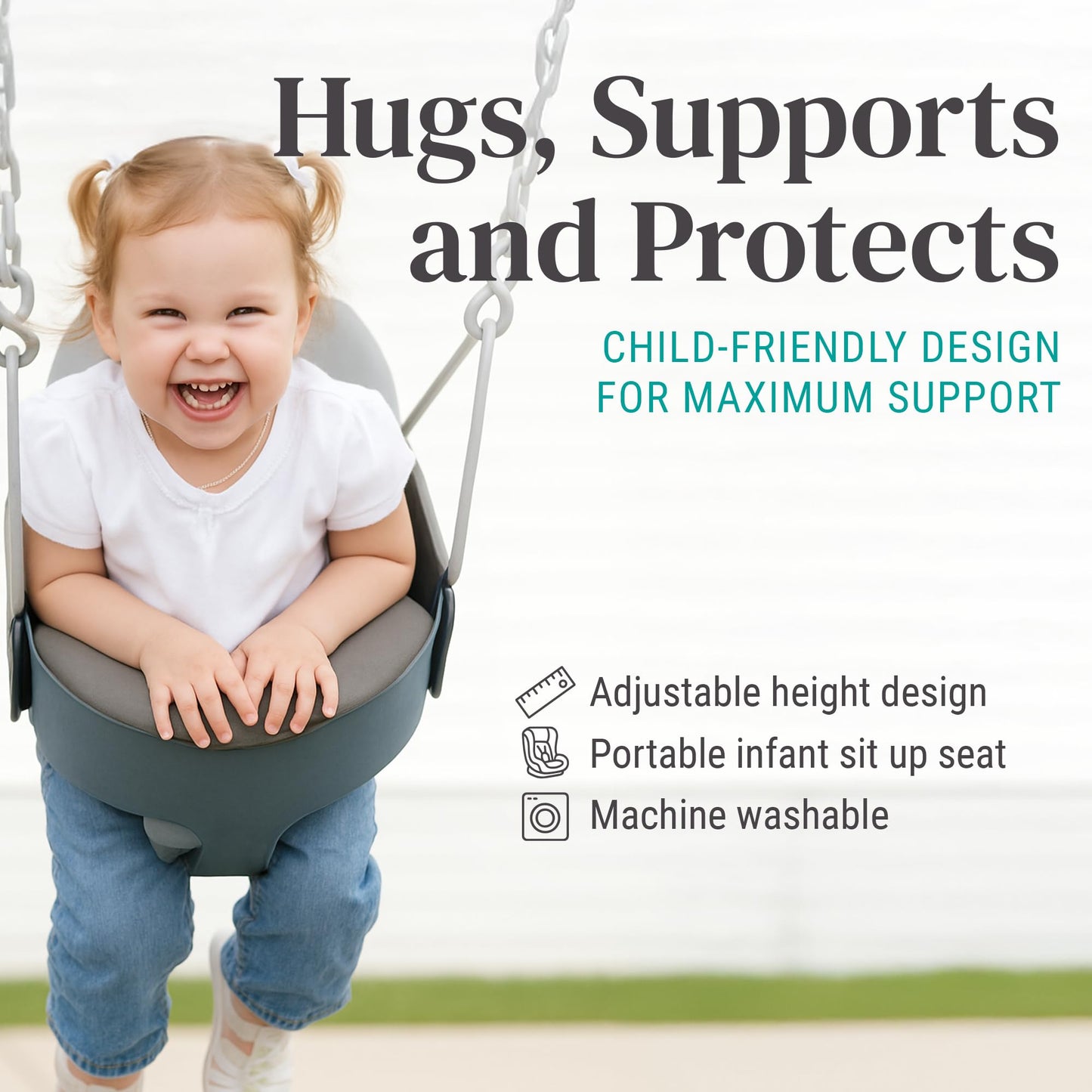 KidCo HuggaPod Portable Baby Seated Support - Situp Baby Seat, Portable Infant Sit Up Seat for Jumpers, Swings, and More, Machine Washable