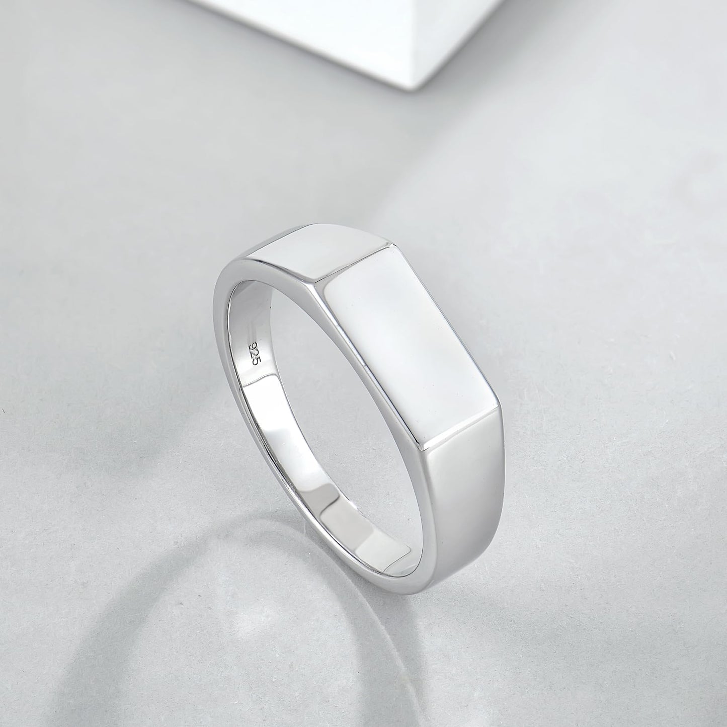 STARCHENIE Sterling Silver Signet Ring, 6mm Wedding Band, Unisex Pinky Thumb Ring Size 7