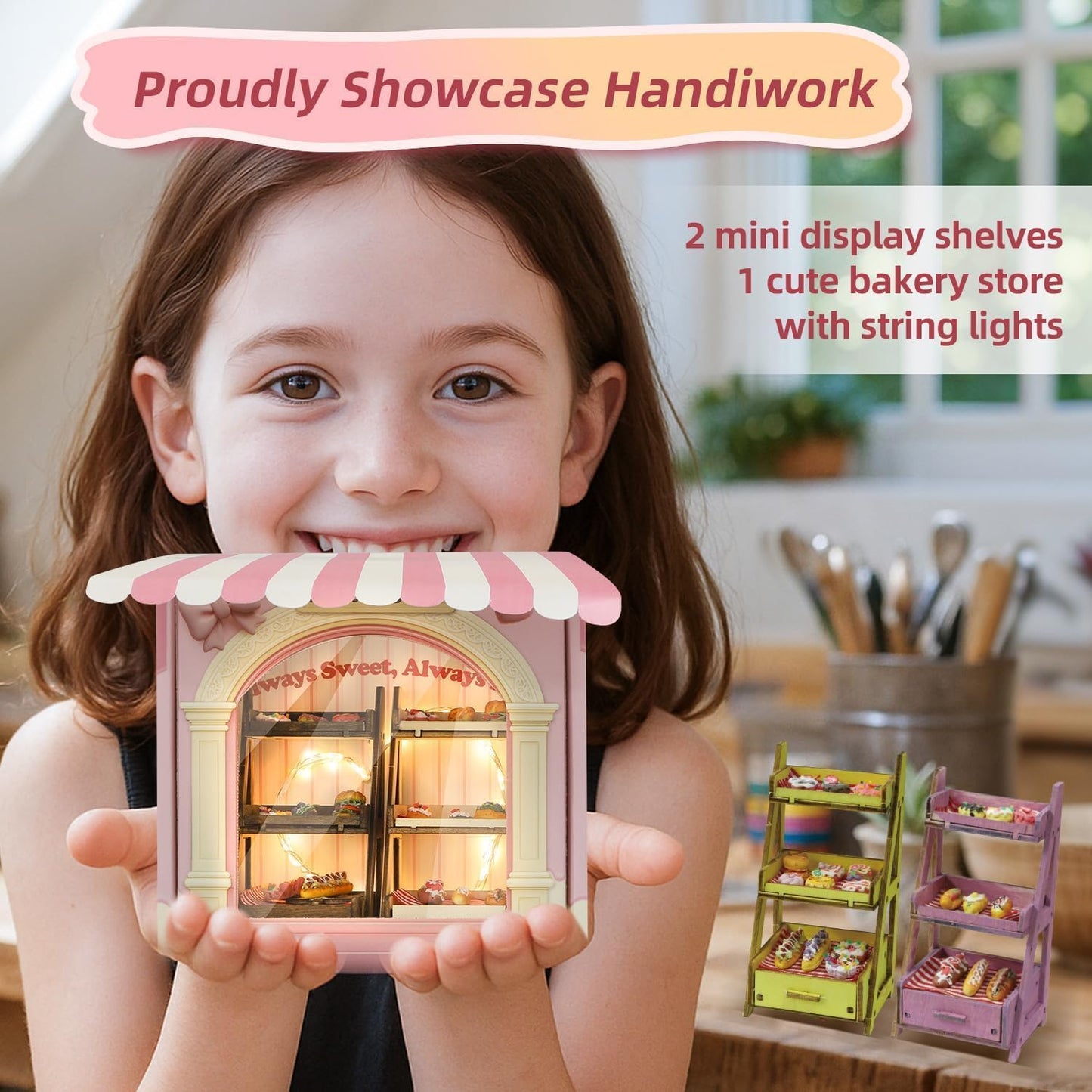 iLAND Girls Crafts Ages 8-12 Creative Craft Kits for Kids and Adults DIY Mini Bakery Miniature Food Toys Air Dry Clay for Kids Fun Family Game Night 9 10 11 Year Old Girl Gift Birthday Gift Ideas Cute