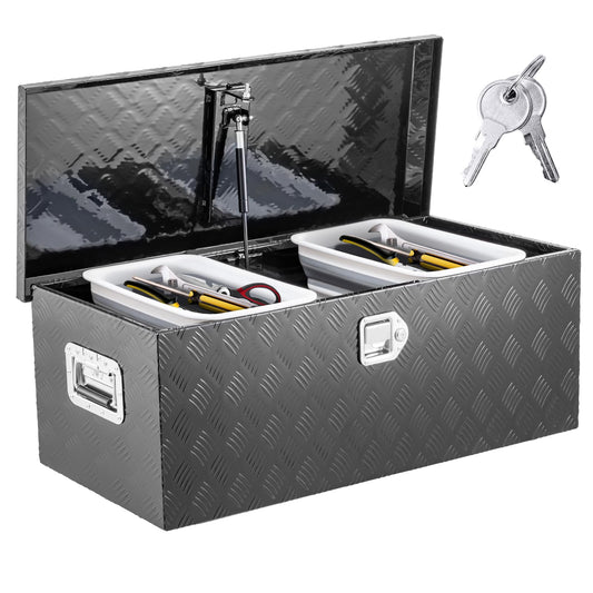 KING CHAO FOO 39" Lx15 Wx14 H Aluminum Tool Box, Heavy Duty Truck Bed Toolboxes with 2 PCS Keys, Upgraded Widest Tool Box Used for Truck Bed Storage,Trailers,Pickup,RV, All-Weather Use