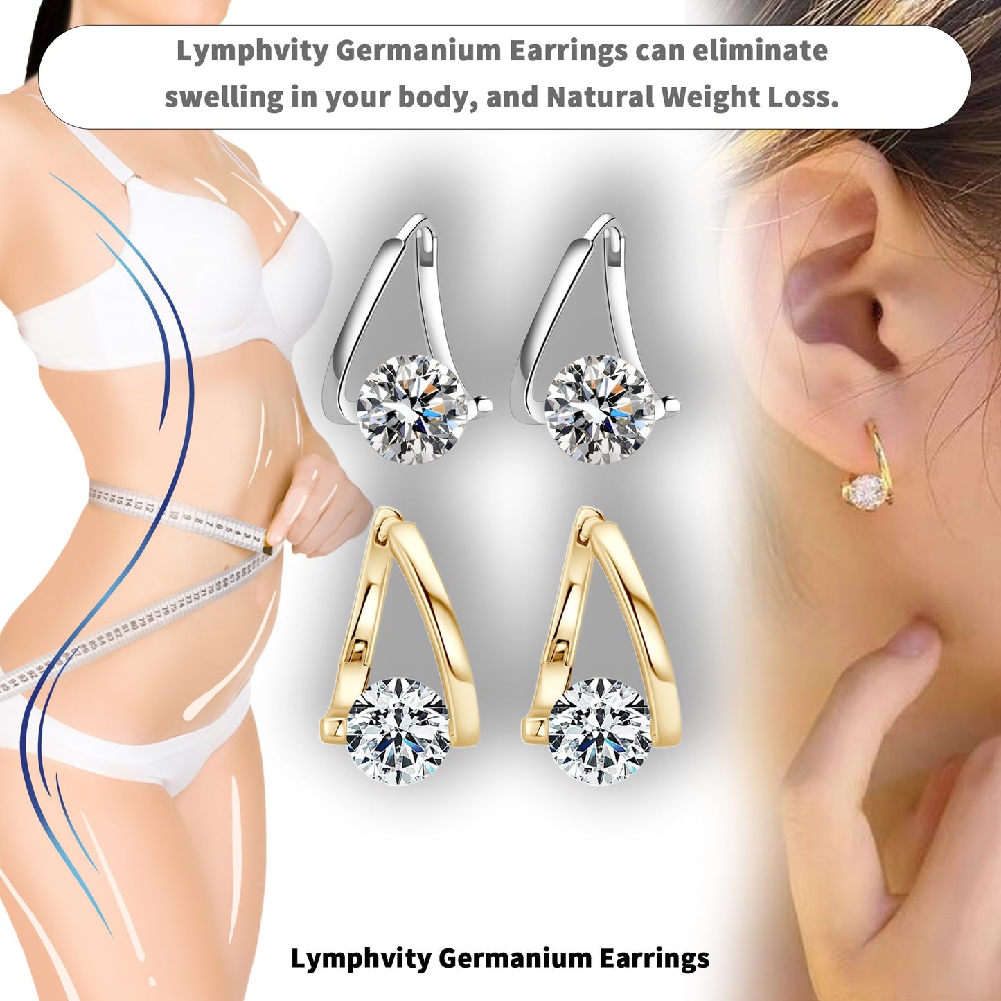 Lymphvity Germanium Earrings(2 Pairs Gold)