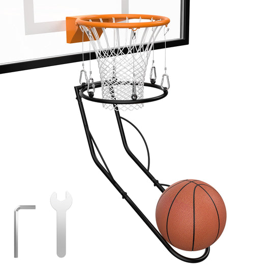 RTOSY Basketball Return Attachment, Sturdy Metal Basketball Return Training Aid, Ideal for Single-Person Outdoor or Indoor Basketball Shooting Training (Black)