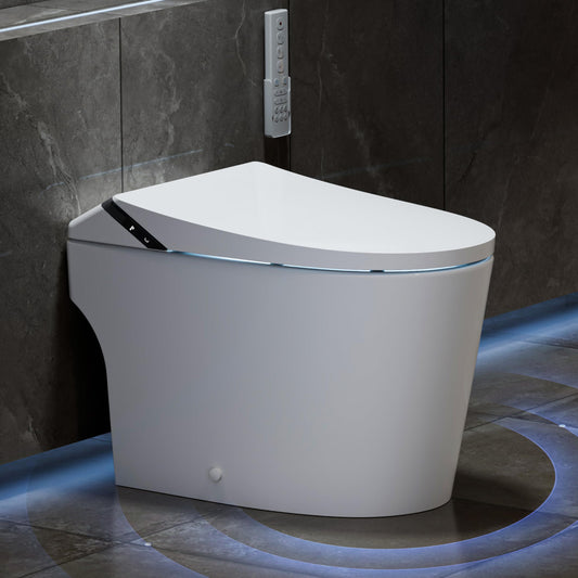 Smart Toilet with Bidet Built in,One Piece Toilets with Tank,Dual Auto Flush,Foam Dispenser,Deodorization,Foot Sensor,Blackout Flush,Heated Seat,Warm Water,Bidet Toilet for Modern Bathroom,Night Light