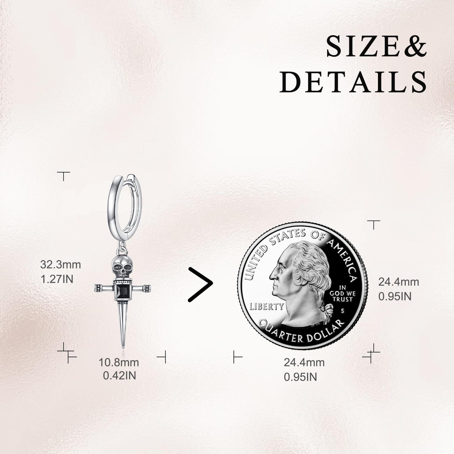 925 Sterling Silver Skull Cross Hoop Earrings Dangle Drop Earrings Huggie Halloween Jewelry Birthday Gifts for Women Men (Skull Cross)