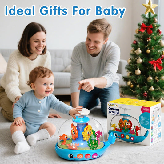 Baby Toys 6-12 Months, Press & Glow & Spin Infant Toys, Cause and Effect Baby Musical Toys Educational Toy for 1 Year Old, 1st Birthday Gifts for 6 7 8 9 10 11 12Month