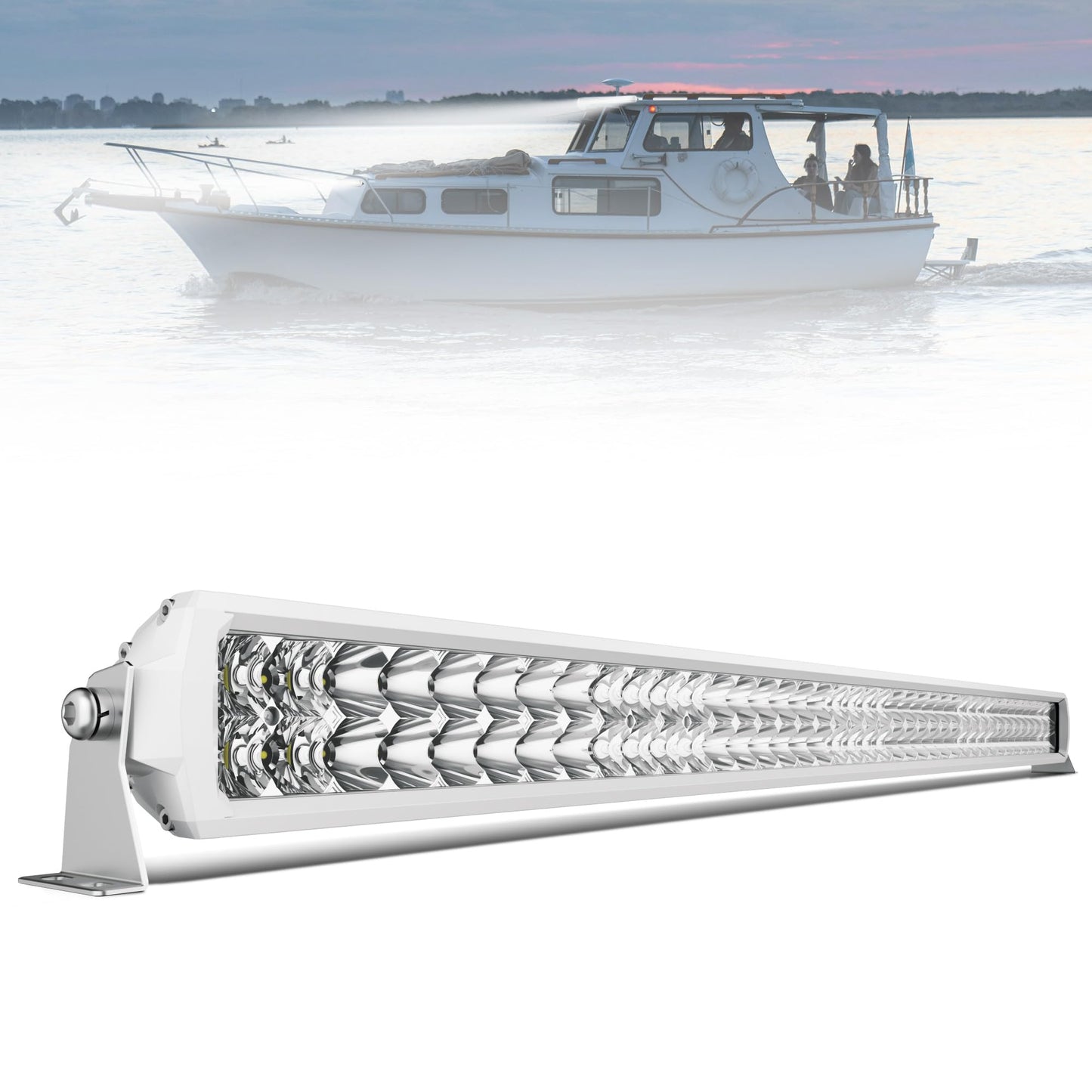4WDKING 42 Inch LED Light bar, IP68&IP69K Waterproof Led Boat Light, White Dual Row Flood and Spot Combo Beam Off-Road Lights for Pickup 4x4 Truck ATV UTV Boat