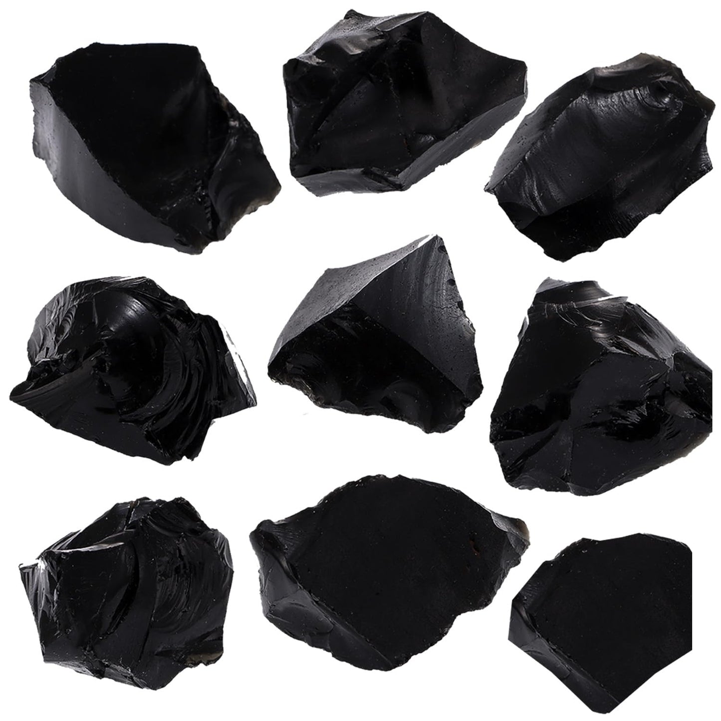 1Lb Black Obsidian Crystal Rocks Raw Stones for Tumbling, Black Obsidian Crystals Bulk Rough Gemstone for Jewelry Making, Healing, Meditation, Sculpture