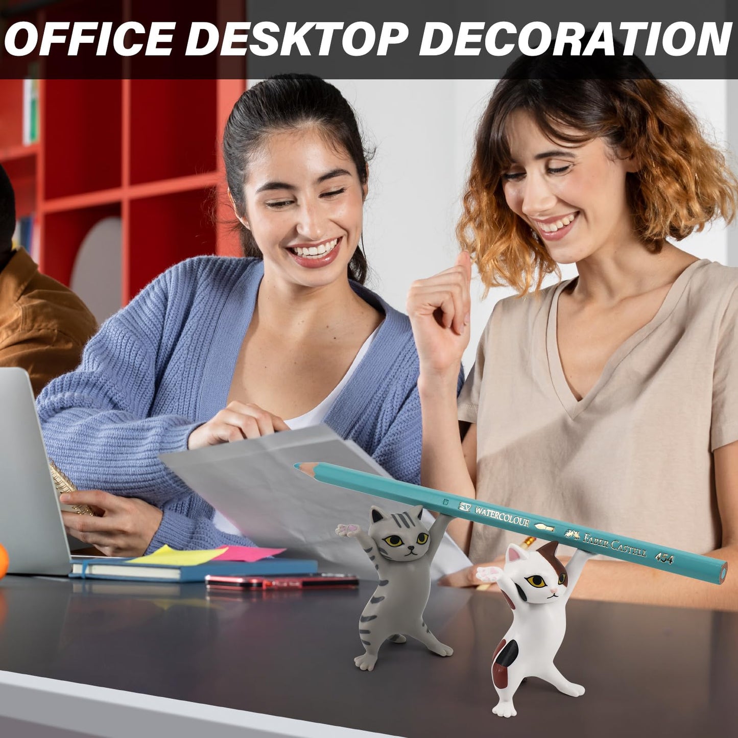 ATHAND Gifts for Women,Cute Pen Holder Desk Accessories for Men Women, Kawaii Dancing Cat,Funny Home Office Decor,Desk Gifts for Coworkers(5 Cats Set)