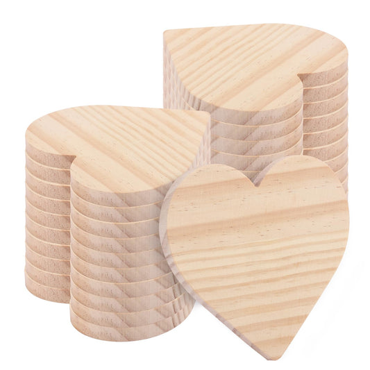 36 PCS 4 Inch Unfinished Wood Coasters, Premium Heart Wooden Plaques for DIY Crafts, Drawing, Painting, Wood Engraving, Wood Burning, Laser Scroll Sawing and Home Decoration