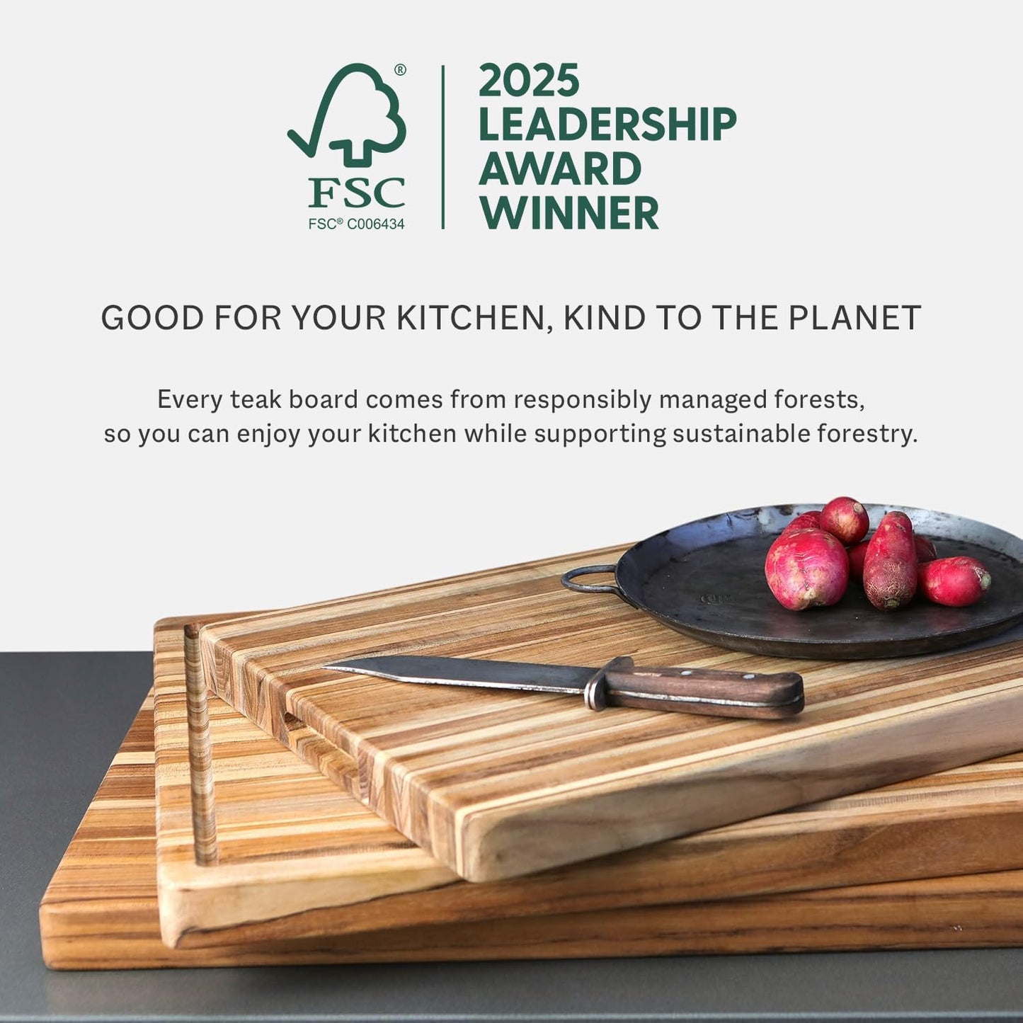 Teakhaus Butcher Block Carving Board - Extra Large Reversible Wooden Cutting Board with Juice Groove and Grip Handles - Teak End Grain Wood - Knife Friendly - FSC Certified