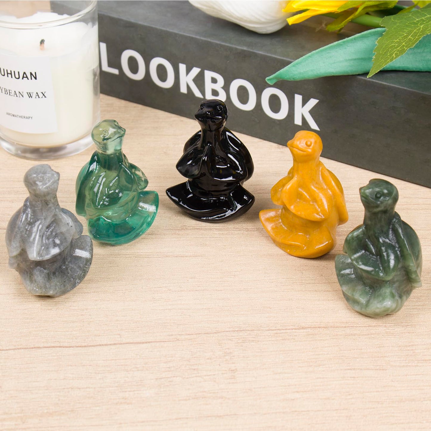 QLRSUXN Labradorite Sea Turtle Meditation Crystal Yoga Sculpture,Hand Carved Healing Figurine Spiritual Decor Chakra Balancing Gift,Zen Statue for Home Office Decorations