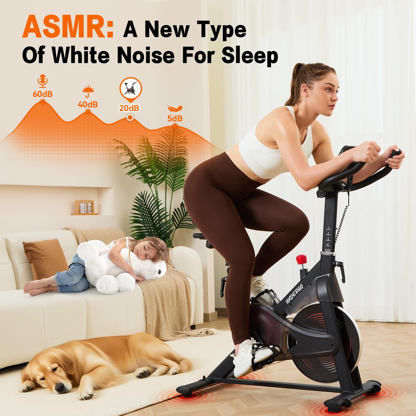 HXD-ERGO Exercise Bike, Magnetic Resistance Indoor Bike, Stationary Bike for Home with Silent Belt Drive, Adjustable Resistance, App Compatible Cycling Bike with LCD Monitor, 350lbs Capacity Workout Bike