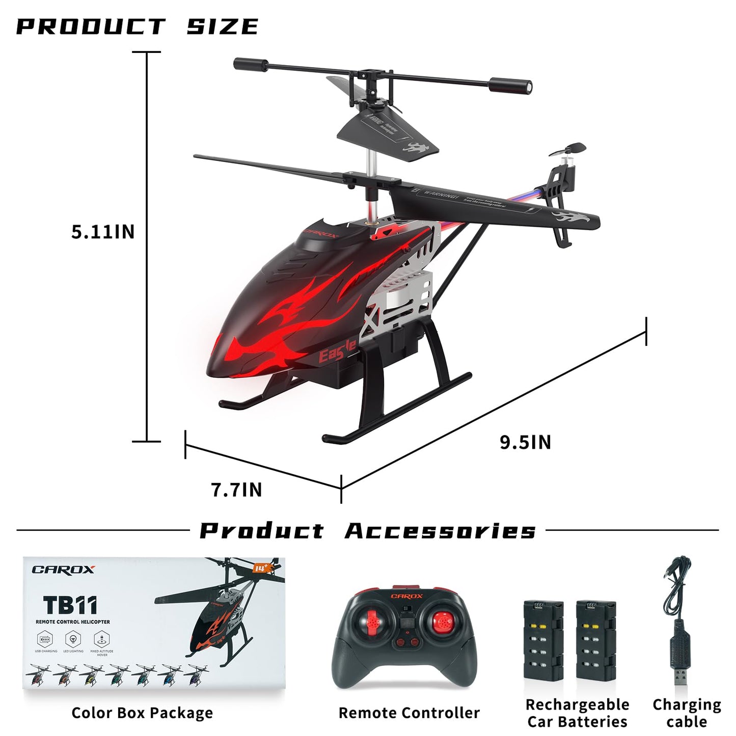 CYLION Remote Control Helicopter for Kids with 30-Minute Flight Time, LED Light Effects, Altitude Hold, One-Key Takeoff/Landing, for Boys and Girls Ages 6+, Perfect Christmas and Birthday Gifts