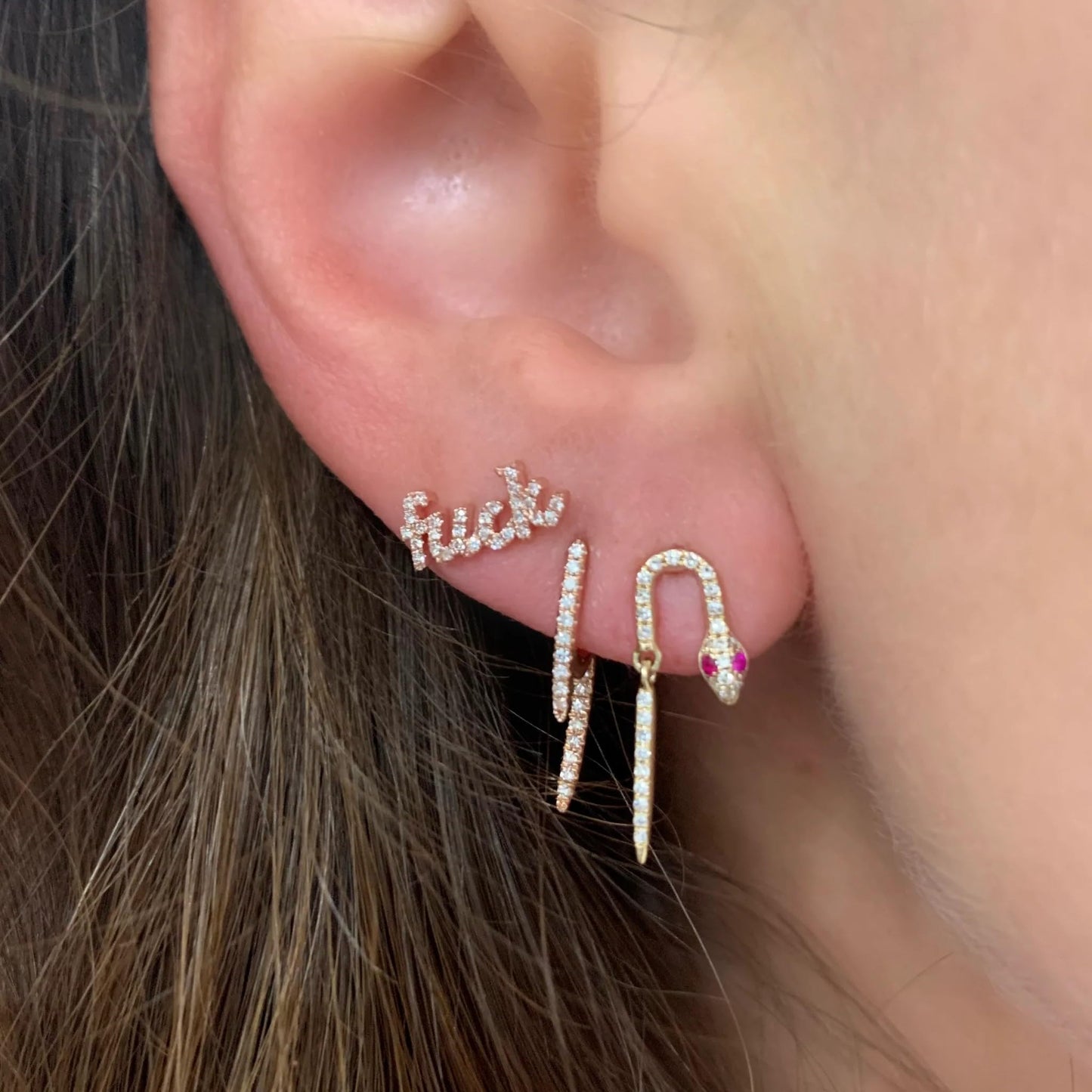 Obidos 14K Gold Plated Cubic Zirconia Illusion Hoop Earrings for Women | Trendy Simple Hypoallergenic Fashion Accessories Gold Jewelry Gifts for Womens (Spike Earrings - Yellow Gold)