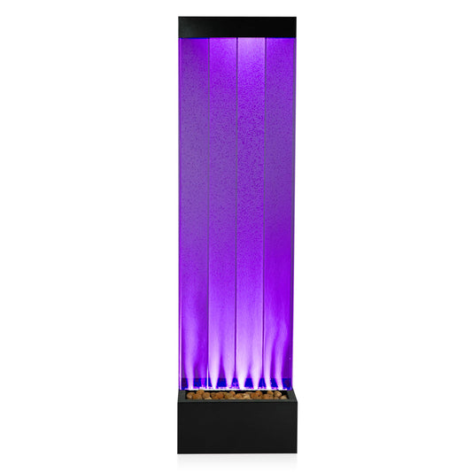 Alpine Corporation 72" Tall Indoor Floor Bubble Wall Fountain with Remote and Color-Changing LED Lights, Decorative Water Feature for Home or Office, Black