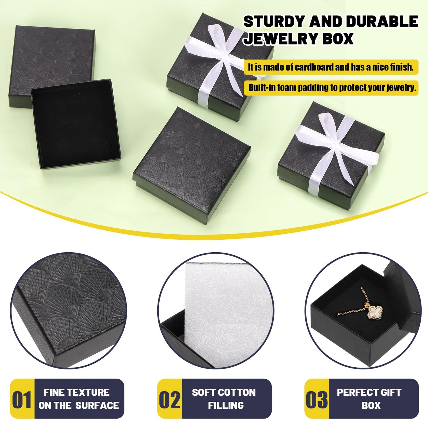 Glarks 12pcs 3.5 x 3.5 x 1.1in Jewelry Gifts Boxes Kit, Black Fan Shaped Jewelry Boxes for Ring Earring Jewelry, Christmas, Birthday, Anniversaries, Valentine’s Day, Mother’s Day and Other Festivals