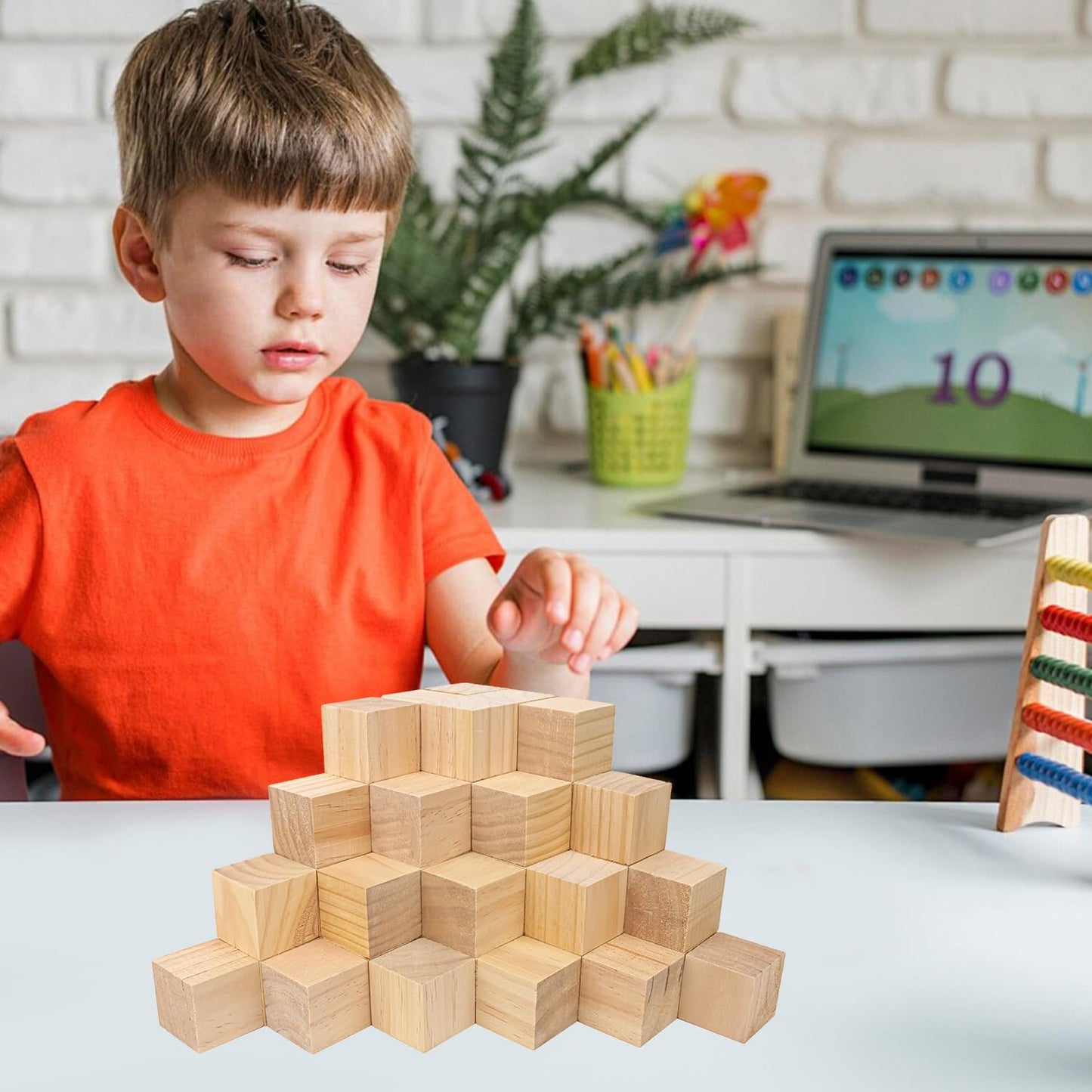 Geytetqi 84 PCS Premium 2 Inch Wooden Cubes, Natural Pine Wood Cubes for Crafts, Wood Blocks Ready for Artistic DIY Projects-Unleash Creativity with Blank Wood Blocks