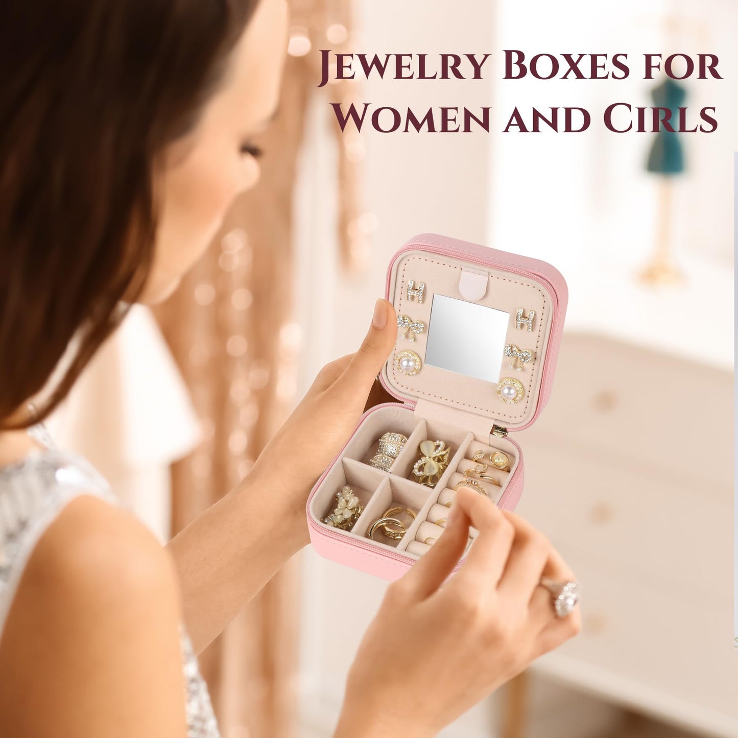 MFXIP Easter Basket Stuffers for Teens Essentials, Valentines Day Christmas Stocking Stuffers for Women Teen Girl Gifts Trendy Stuff Travel Jewelry Box Case Organizer Personalized Birthday Gifts