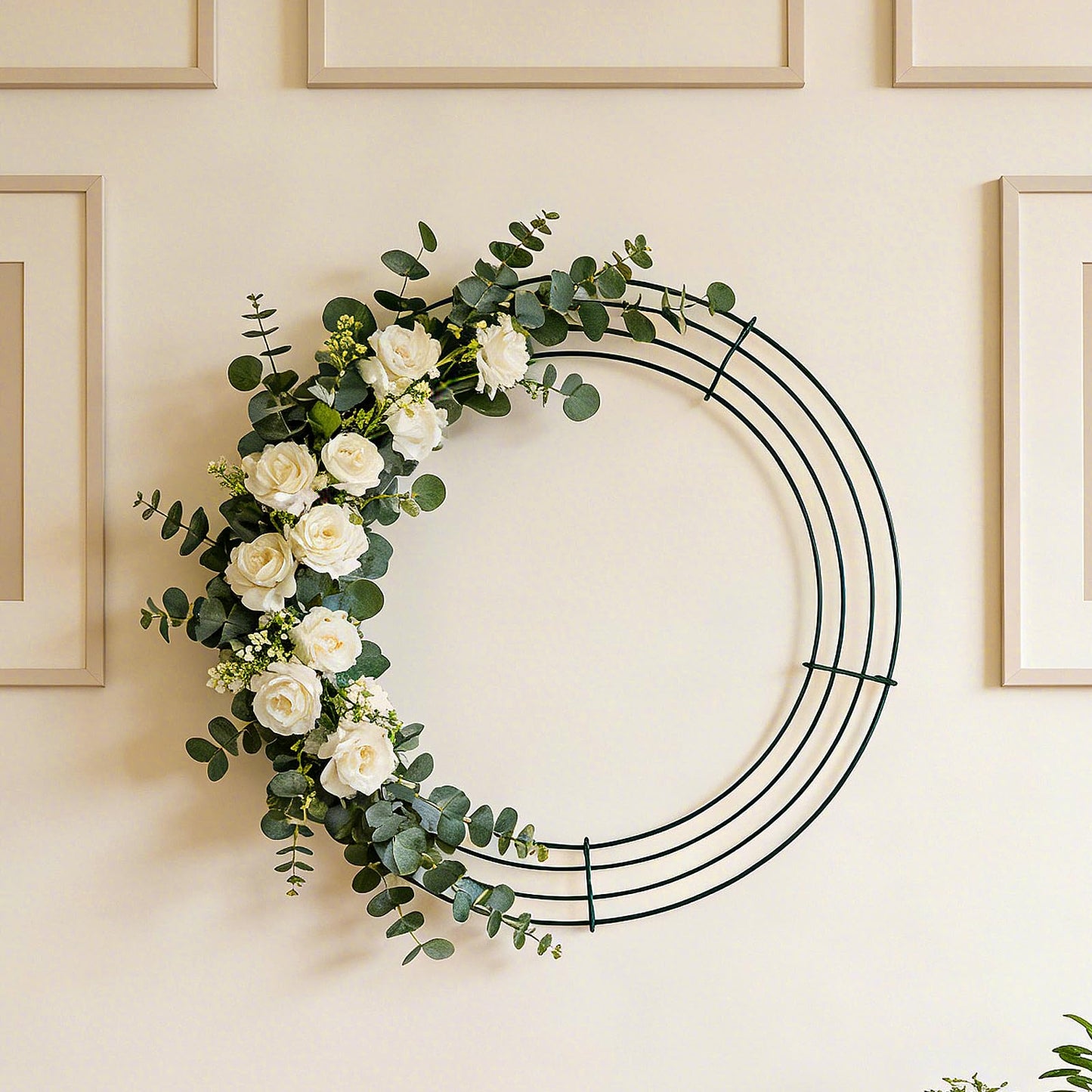 MUKCHAP 40 Pack 10 Inch Round Metal Wreath Frame Ring, Floral Wire Wreath Form for DIY Crafts, Wedding, Party, Green