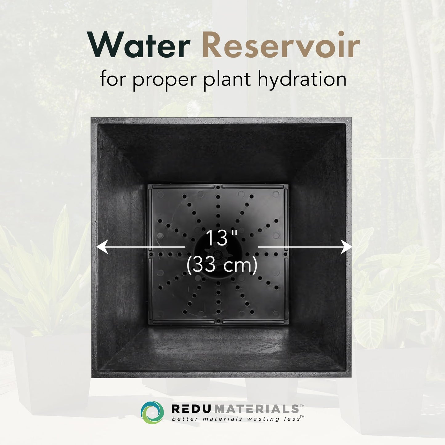 Tierra Verde 2-Pack Indoor & Outdoor Self-Watering Square Planters, Large, Sonata, Black - Planter Containers for Plants and Flowers - Gardening and Landscaping Accessories