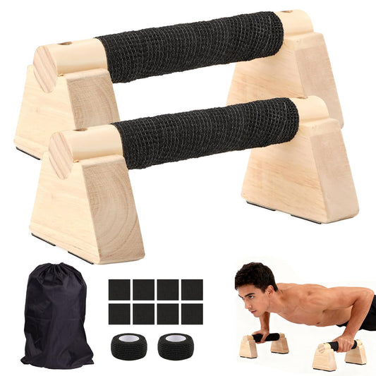 Wooden Parallettes Bars,2 PCS Wood Push Up Bar Calisthenics Equipment for Home,Pushup Handles for Men Strength Training,Calisthenics Bars, Non-Slip Base