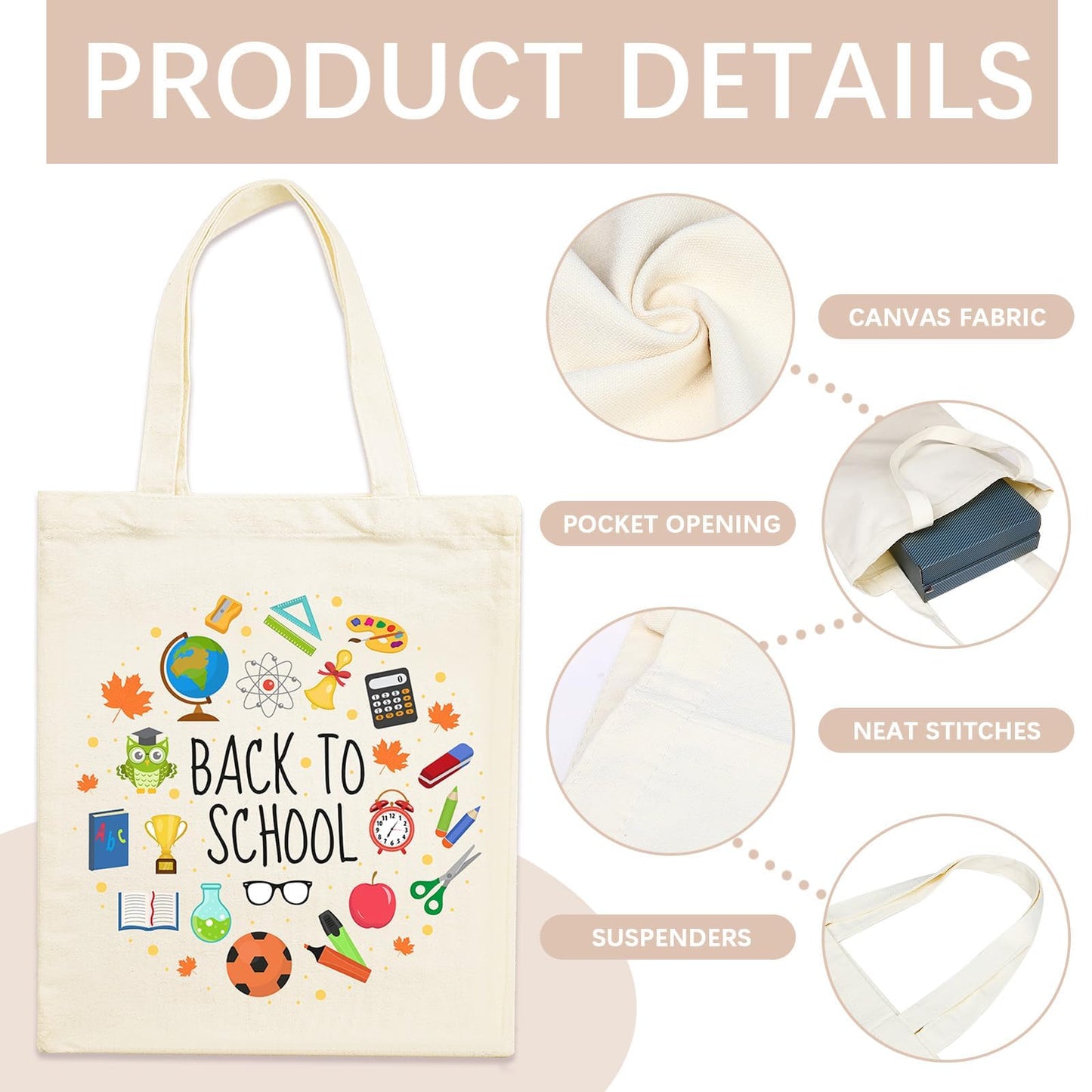 ORJ 50 PCS 13 x 15 Inch Sublimation Blank Canvas Bags Bulk, Tote Bags for Sublimation, Canvas Tote Bags DIY Custom Shopping Bag