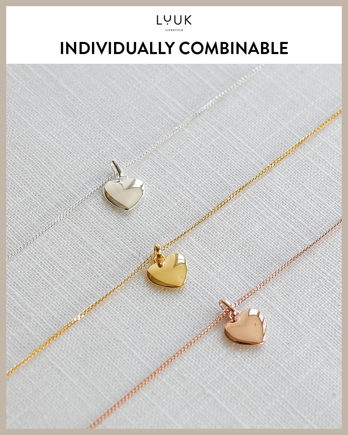 LUUK LIFESTYLE Feminine Necklace with love pendant, HAPPINESS gift card, 925 sterling silver, trendy look, adjustable 19” chain, women's fashion, Valentine's Day gift, birthday, friend, gold