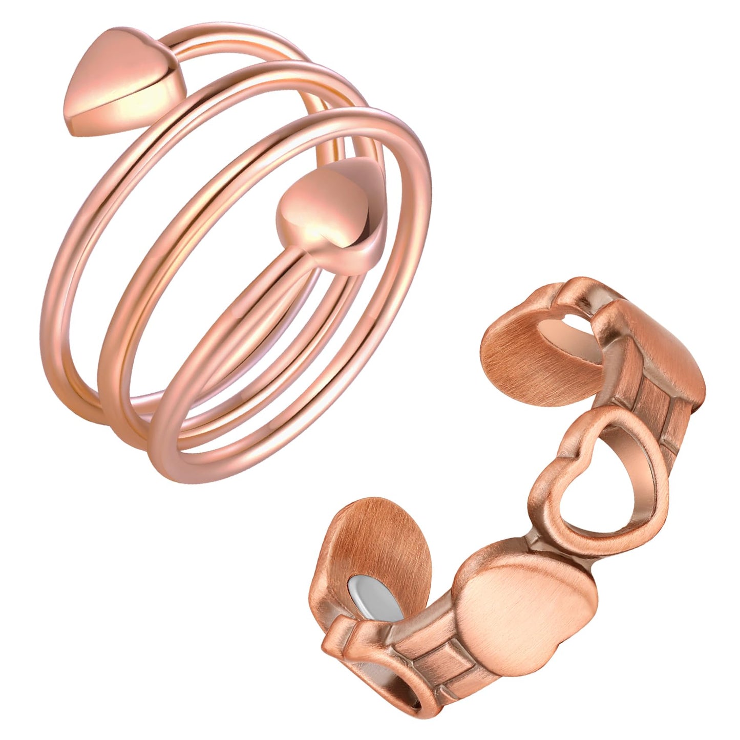 Feraco 2PCS Copper Rings for Women,99.99% Pure Cooper Magnetic Thumb Ring with Magnet,Lymphatic Jewelry Gifts for Womens