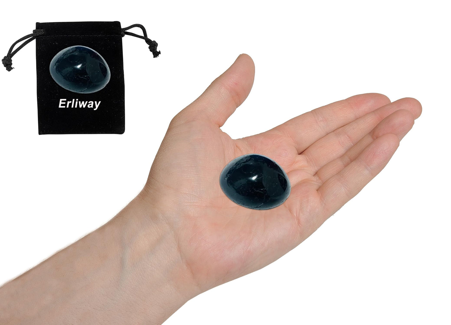 Erliway 1PC 1.25-2" Black Tourmaline Tumbled Stone, Polished Reiki Healing Crystal and Stone, Natural Tumbled Polished Stones for Energy Witchcraft Therapy Meditation Protection Home Decor