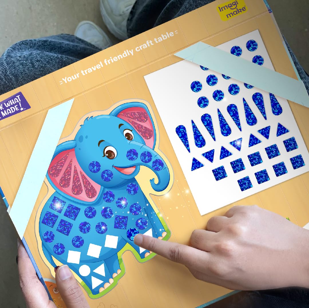 Imagimake Mirror Mosaic - Animals & Birds | 10 Templates, 950+ Stickers | DIY Dot Art Set | Craft Kits for Boys Ages 3-5 | Mess Free Kids Travel Activities | 3,4,5,6,7 Year Old Girl Birthday Gift