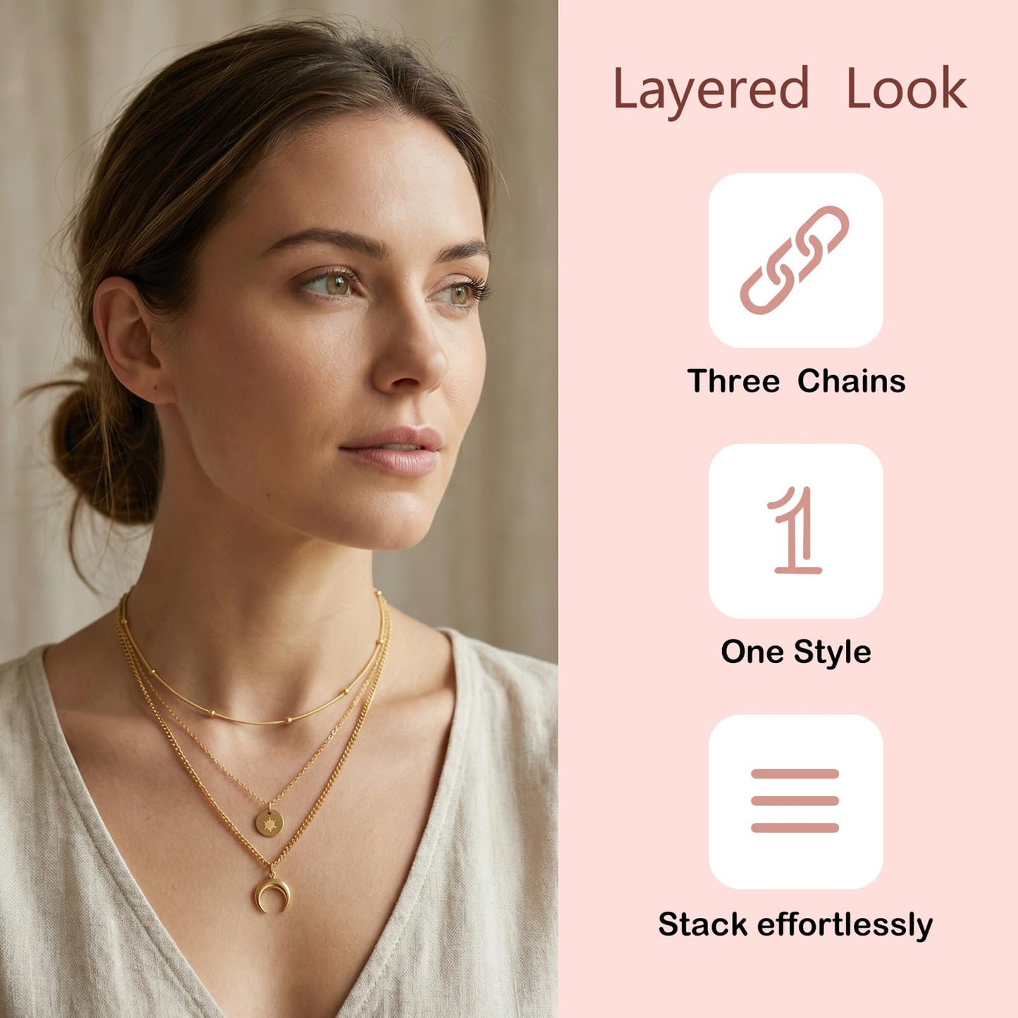 KKANDPP Gold Layered Necklaces for Women, 3 Layer 18K Gold Plated Dainty Choker Necklace, Simple Trendy Stackable Gold Chain Pendant Necklaces Jewelry Set Gifts for Women