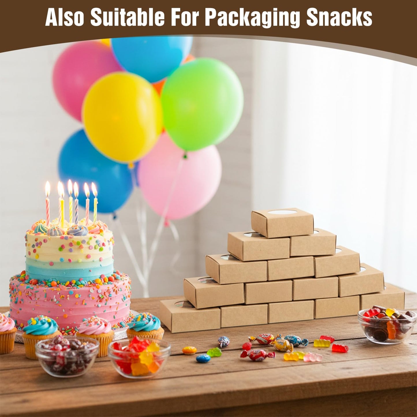 Afcabakila 100 Pcs Soap Boxes for Homemade Soap, Bulk Krafts Paper Boxes With Clear Window, 3x3x1.2 Inch Small Square Gift Packaging Boxe For Homemade Soap, Cookies, Candies, Jewelry and Party Favors