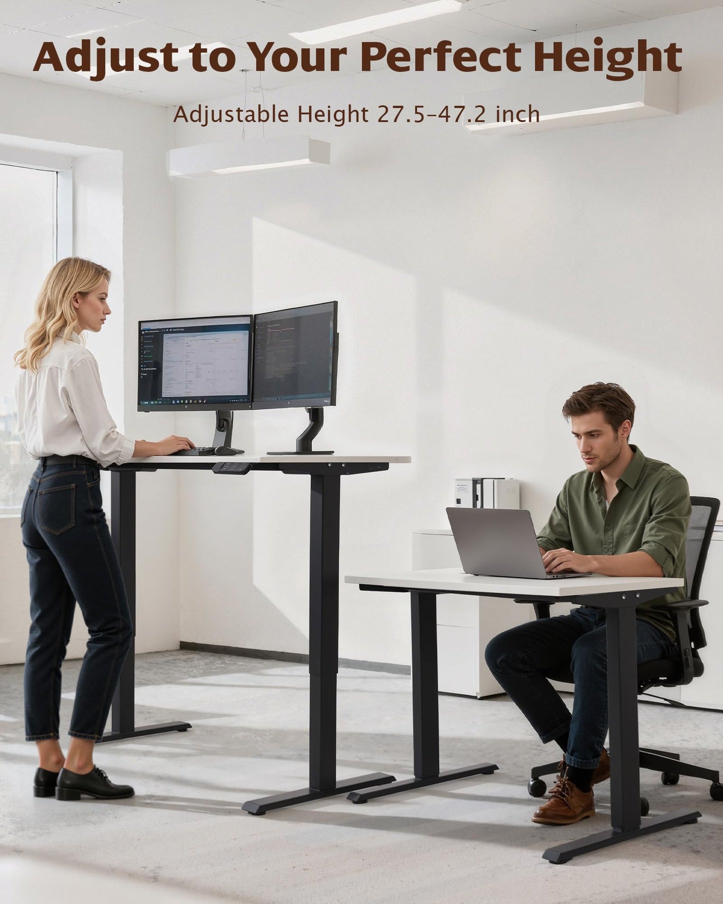 TOPSKY Dual Motor Electric Adjustable Standing for up to 70.8”x31.5” Table Tops, 225 lbs Weight Capacity, Computer Desk for Home and Office (Black Frame only)