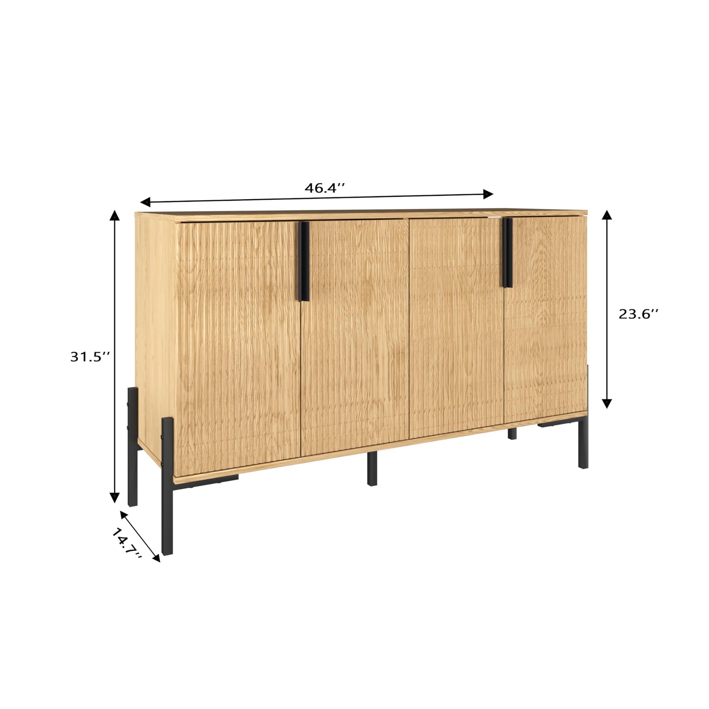 ALBSL 4 Doors Sideboard Buffet Cabinet with Adjustable Shelves, Modern Accent Sideboard with Golden Legs, Wide Storage Cabinet for Kitchen, LivingRoom,Natural
