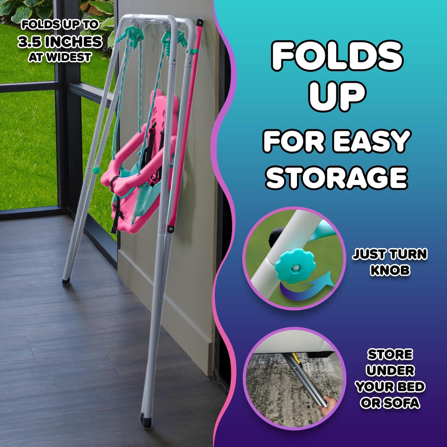 Sportspower FNS-003 My 1st Toddler Swing: Heavy-Duty Baby Indoor/Outdoor Swing Set with Safety Harness, Capacity - up to 50 lbs, Pink/Pale Green
