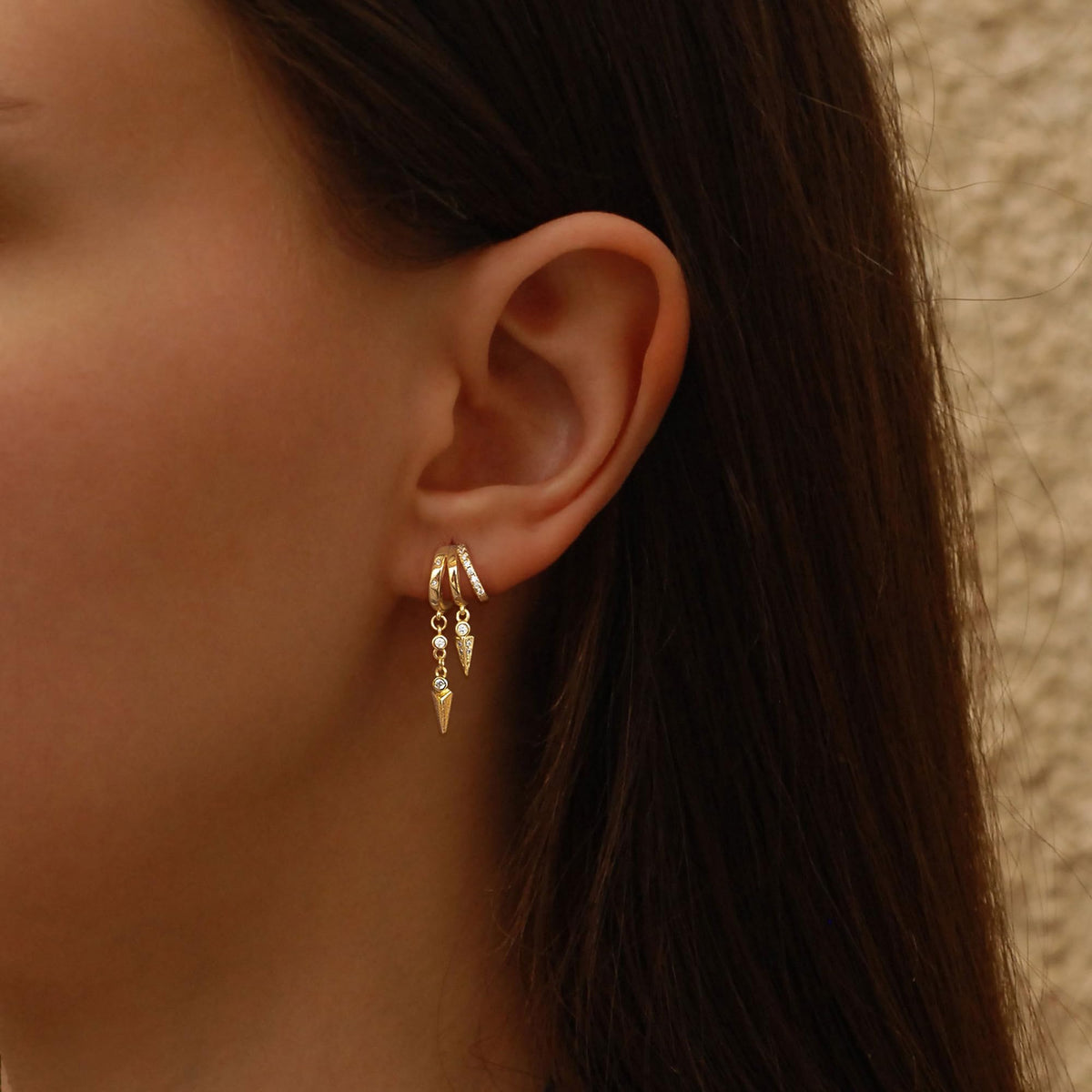SELSHE Gothic Earrings for Women, 14K Gold Plated Huggie Earrings for Women Trendy Dainty Dangle Earrings Hypoallergenic Small Hoops Unique Drop Earrings Fashion Waterproof Womens Jewelry