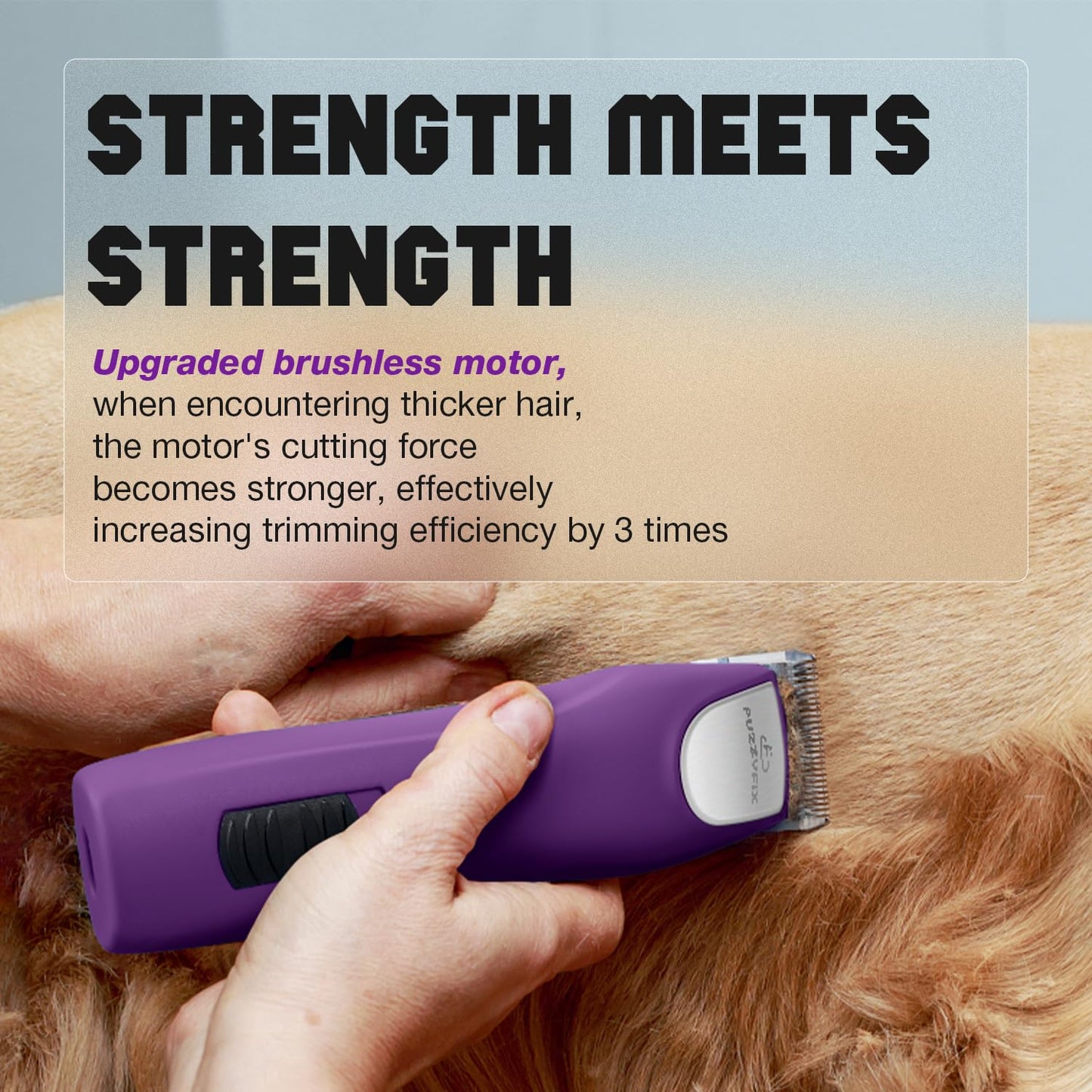 FuzzyFix Professional Dog Clippers for Grooming - 2 Speed Pet Grooming Kit for Thick Curly Matted Coats - Low Noise Heavy Duty Cordless Hair Trimmer with Detachable Metal Blade