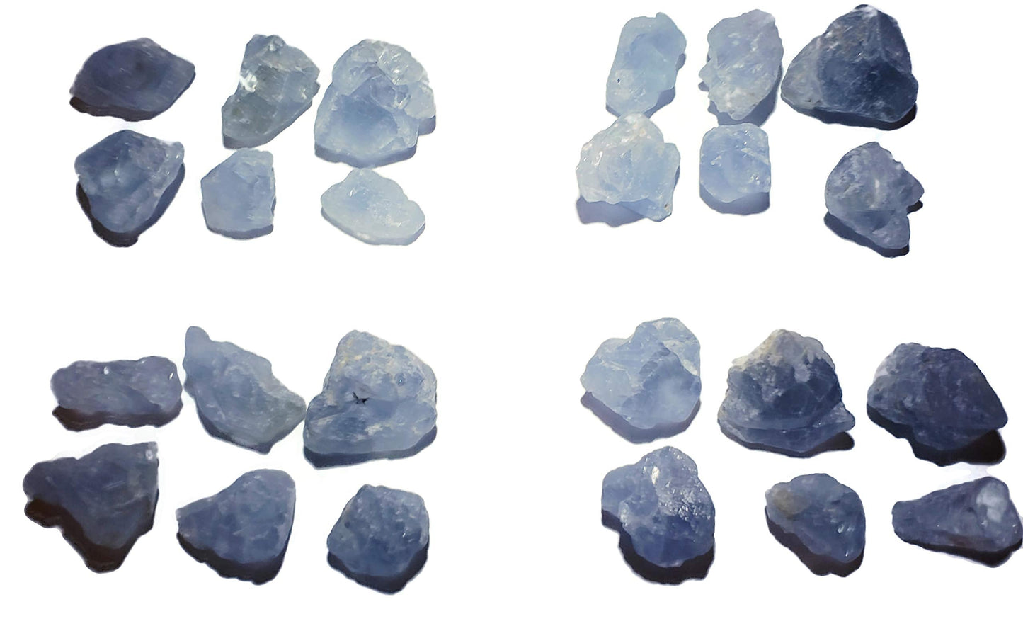 6pc Set Raw Celestite Celestine Small Rough Naturally Semi-Faceted & Semi-Translucent Healing Crystal Gemstone Specimen From Madagascar for Wire Wrapping, Meditation, & Metaphysical Uses