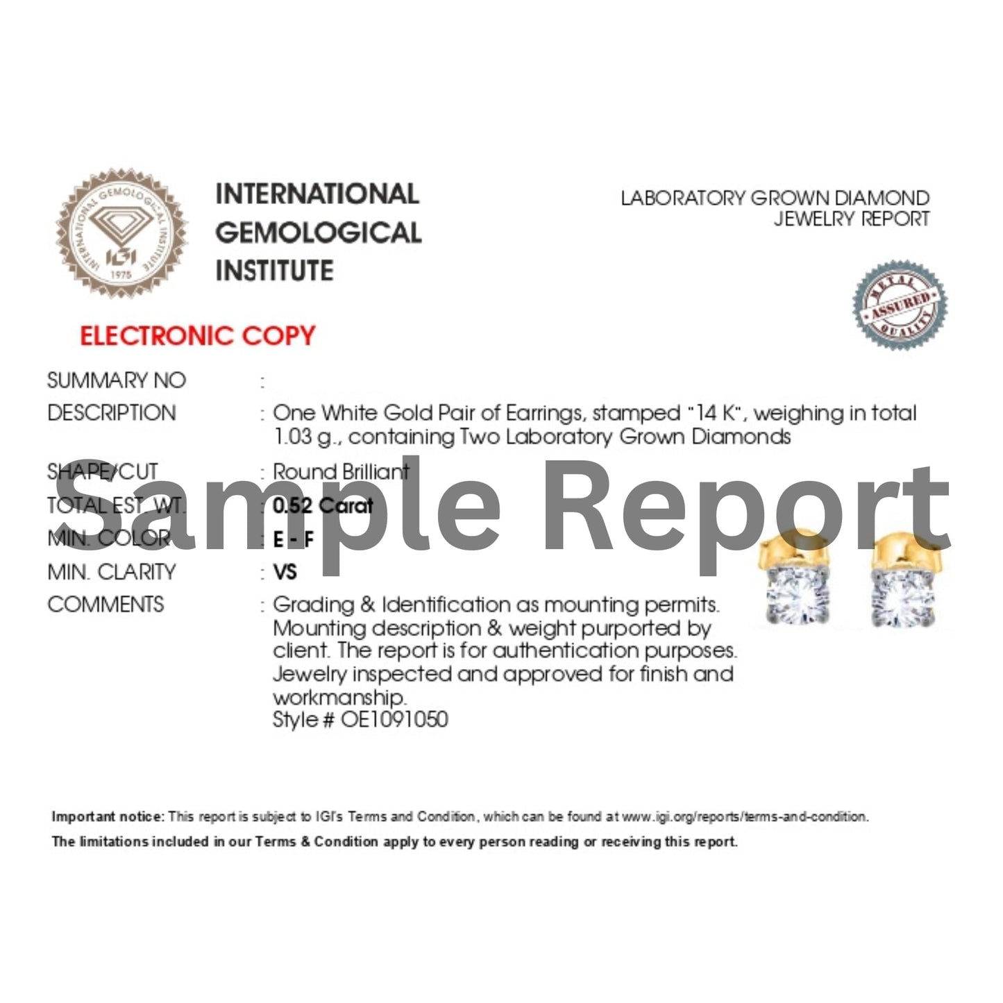 Shop QSE 1.00 Carat IGI Certified Lab Grown Round Cut Diamond Studs Earrings 14k White Gold 4 Prong Screwback Jewelry Gift Box Packaging (E-F Color, VS1-VS2 Clarity)