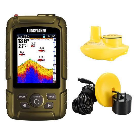 LUCKYLAKER Sensor Handheld Fish Finder Water LCD Boat Depth Finder Display Transducer Wireless Waterproof Fish Finders Transducer Fishing Gift
