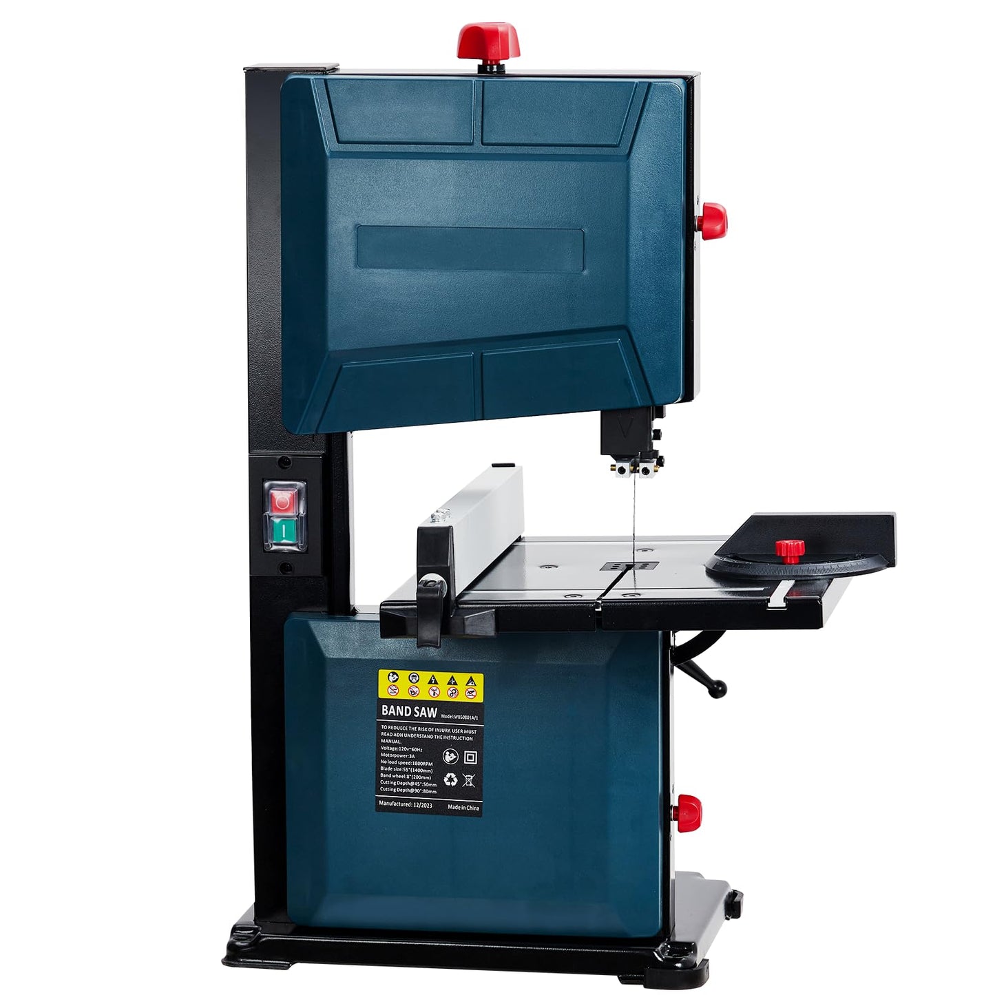 Towallmark Bandsaw, 3-Amp & 8-Inch Band Saw, 1800FPM Benchtop Bandsaw with Removable Safty Key, 0-45 Tilting Range, Saw For Cutting Wood with Fence and Miter Gauge, Band Saws for Woodworking