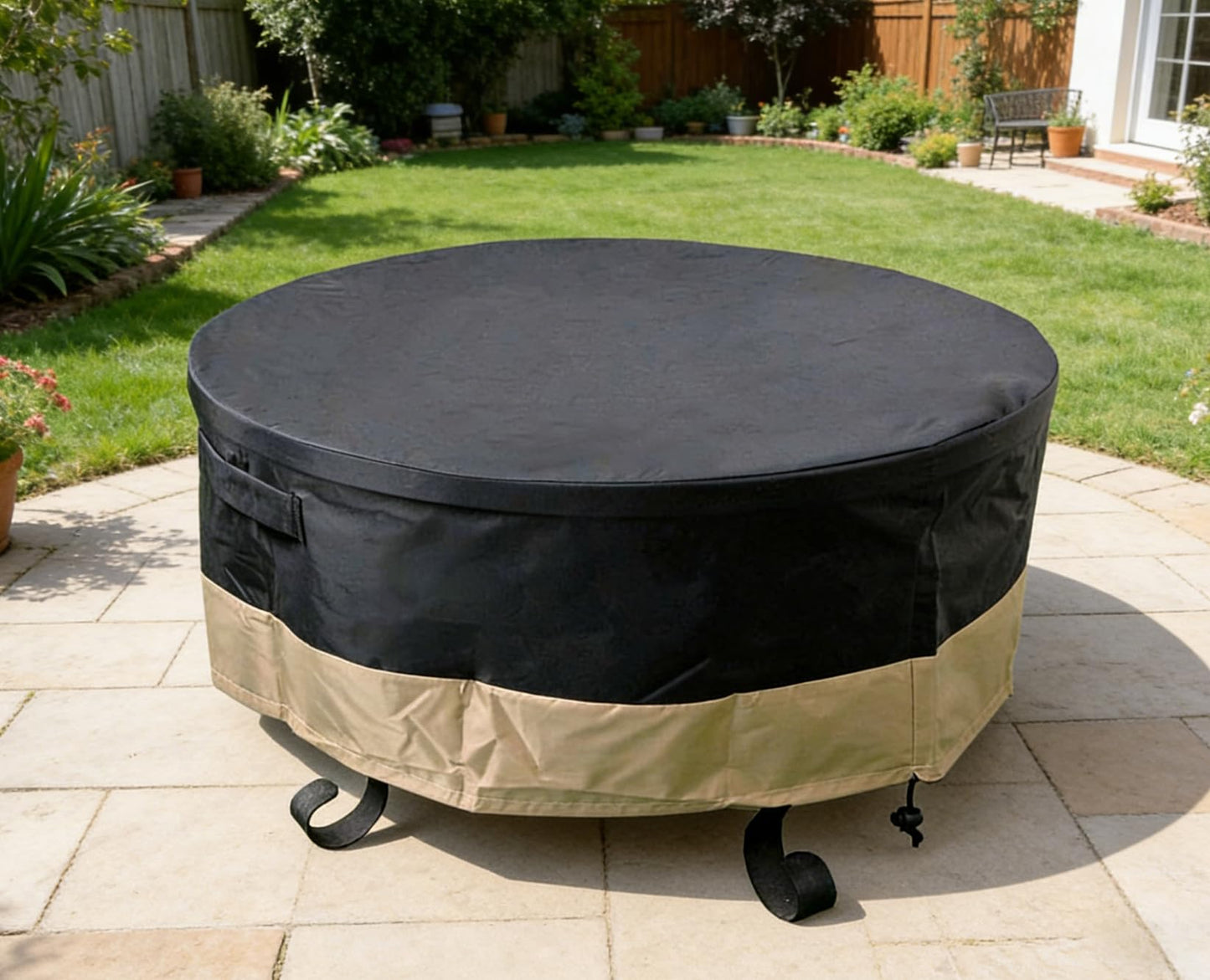 ProHome Direct 60 Inch Heavy Duty Waterproof Round Fire Pit/Table Cover, Weather Resistant Material Patio Cover, 60" D X 24" H
